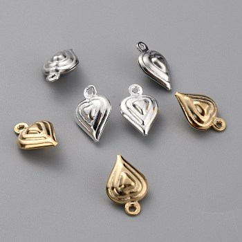 Brass Charms, Heart, Mixed Color, 12x8x4.5mm, Hole: 0.9mm