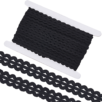 10M Flat Nylon Wavy Elastic Cord, Garment Accessories, Black, 20mm, about 10.94 Yards(10m)/Roll