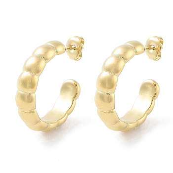 Ion Plating(IP) 304 Stainless Steel Ring Stud Earrings, Half Hoop Earrings, Real 14K Gold Plated, 25x6mm