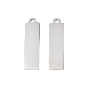 304 Stainless Steel Pendants, Rectangle, Stainless Steel Color, 24x6x1mm, Hole: 1.5mm