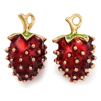 Alloy Enamel Pendants, Fruits Charms, Strawberry, 16x10x10.5mm, Hole: 1.6mm