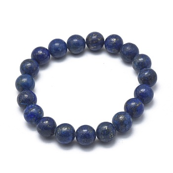 Natural Lapis Lazuli Bead Stretch Bracelets, Dyed, Round, 2-1/8 inch~2-3/8 inch(5.5~6cm), Bead: 8mm