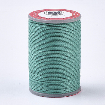 Waxed Polyester Cord, Micro Macrame Cord, Twisted Cord, Round, Light Sea Green, 1mm, about 57.96~65.62 Yards(53~60m)/Roll