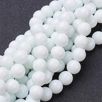 Glass Beads Strands, Imitation Jade, Round, White, about 10mm in diameter, hole: 1mm, 31pcs/strand, 11 inch