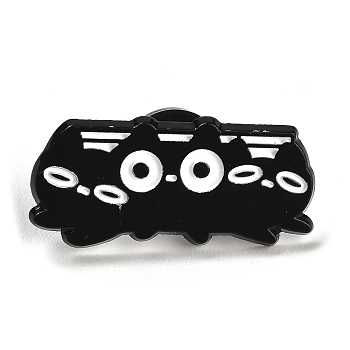 Cartoon Cat Enamel Pin, Alloy Brooch for Backpack Clothes, Black, 13x28x1.5mm