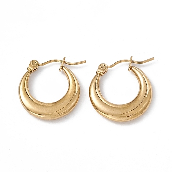 201 Stainless Steel Hoop Earrings with 304 Stainless Steel Pins for Women, Golden, 19x17.5x3.2mm, Pin: 0.7~0.8mm