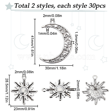 60Pcs 2 Style Tibetan Style Alloy Pendants(TIBEP-SC0002-75)-2