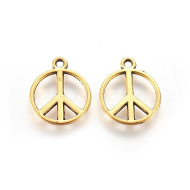 Antique Golden Peace Sign Alloy Charms