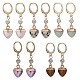 Heart Natural Mixed Gemstone Dangle Leverback Earrings(EJEW-JE05470)-1