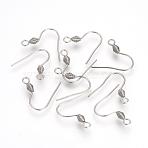 Tarnish Resistant 304 Stainless Steel Earring Hooks, Ear Wire, with Horizontal Loop, Stainless Steel Color, 18~19x19x3mm, 9 Gauge, Hole: 2mm(STAS-R071-30)
