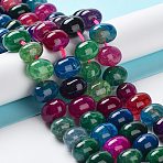 Natural Agate Beads Strands, Dyed & Heated, Egg, Colorful, 12~14x9~10mm, Hole: 1.4mm, about 19~20pcs/strand, 7.48 inch(19cm)(G-G021-03B-14)