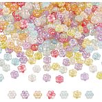 315pcs 7 colors Transparent Acrylic Beads, AB Color Plated, Flower, Mixed Color, 10x5mm, Hole: 1.8mm, 45pcs/color(MACR-FH0001-09)