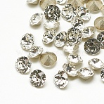 Pointed Back Glass Rhinestone Cabochons, Back Plated, Faceted, Diamond, Crystal, 4x3mm(RGLA-T110-4mm-001)