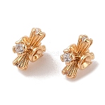 Brass Micro Pave Clear Cubic Zirconia Beads, Nickel Free, Cross, Golden, 9x9x4.5mm, Hole: 0.6mm(KK-B100-052G)