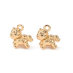 Brass Pendants, Horse Charms, Real 18K Gold Plated, 9.5x9x4mm, Hole: 1mm(KK-T082-13G)