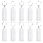 10Pcs Acrylic Keychains, with Iron Rings, Platinum, Rectangle, 107mm(KEYC-TA0001-62B)