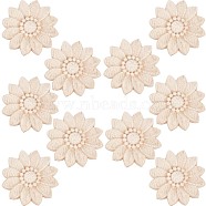 Wood Carved Onlay Applique Craft, Unpainted Onlay Furniture Home Decoration, Flower, 48~50x7.5mm(WOOD-WH0034-11B)