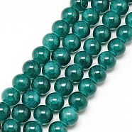 Baking Painted Crackle Glass Bead Strands, Round, Teal, 8mm, Hole: 1.3~1.6mm, about 100pcs/strand, 31.4 inch(X-DGLA-Q023-8mm-YS40)