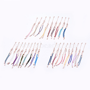 Braided Cotton Cord Bracelet Making, with Brass Lobster Claw Clasps and Extender Chains, with Rhinestone, Rose Gold, Mixed Color, 5-3/8 inch~5-1/2 inch(13.5~14cm), 3mm, Hole: 2mm(MAK-I006-RG)