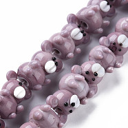Opaque Handmade Bumpy Lampwork Beads Strands, Bear, Medium Purple, 19~20x14.5~16.5x16~17.5mm, Hole: 2mm, about 25pcs/strand, 10.79 inch(27.4cm)(LAMP-T007-19-A01)
