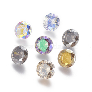 Electroplated Cubic Zirconia Pointed Back Cabochons, Diamond, Faceted, Mixed Color, 8x4.6mm(ZIRC-I024-8mm-01)