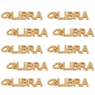 10Pcs Brass Pendants, with Jump Rings, Long-Lasting Plated, Constellation/Zodiac Sign, Golden, Libra, Libra: 4x17.5x1.5mm, Hole: 3mm(KK-SZ0004-36I)
