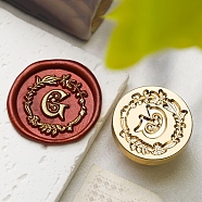 Golden Tone Wax Seal Brass Stamp Head, Flower with Letter Pattern, for Wax Seal Stamp, Letter G, 24x14mm, Inner Diameter: 7mm(DIY-B079-01G-G)