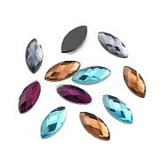 Electroplate Glass Cabochons, Faceted, Horse Eye, Mixed Color, 23x10x5.5mm(EGLA-S043-23x10mm-M)