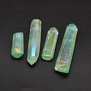 Dyed Nuggets Natural Electroplated Crystal Pendants, AB Color, Green, 25~75x6~16mm, Hole: 1mm(G-A144-10F)