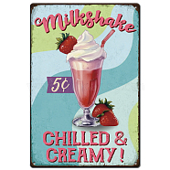 Vintage Metal Tin Sign, Iron Wall Decor for Bars, Restaurants, Cafe Pubs, Rectangle, Milk Shake, 300x200x0.5mm(AJEW-WH0189-398)