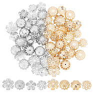 Unicraftale 80Pcs 8 Style 304 Stainless Steel & 316 Stainless Steel Bead Caps, Flower, Mixed Color, 10pcs/style(STAS-UN0032-73)