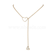 Brass Heart Pendant Necklaces, 304 Stainless Steel Cable Chains, Golden, 17.40 inch(44.2cm)(NJEW-JN04838)