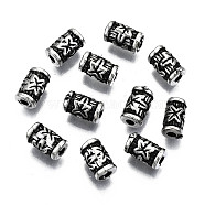 CCB Plastic Beads, Column with Flower, Antique Silver, 8x5x4.5mm, Hole: 2mm, about 4300pcs/500g(CCB-T011-78AS)