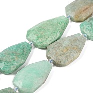 Natural Amazonite Beads Strands, Faceted Teardrop, 36~40x24~26x9.5~10.5mm, Hole: 2mm, about 9pcs/strand, 14.96''(38cm)(G-P548-B25-01)