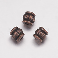 Tibetan Style Alloy Beads, Lead Free & Nickel Free, Barrel, Red Copper, 5x5x5mm, Hole: 1.5mm(X-TIBEB-Q043-R-FF)