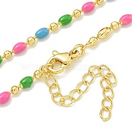 Brass Enamel Column Link Chain Necklaces, Real 18K Gold Plated, Lead Free & Cadmium Free & Nickel Free, Long-Lasting Plated, Colorful, 17.13 inch(43.5cm)(NJEW-H039-11B-01G)