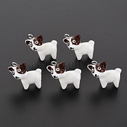 Opaque Resin Pendants, with Platinum Plated Iron Loops, Dog, Coconut Brown, 21x21.5~22x11mm, Hole: 2mm(RESI-N021-21B-01)