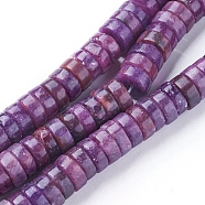 Natural Lepidolite/Purple Mica Stone Beads Strands, Spodumene Beads, Heishi Beads, Flat Round/Disc, 7.5~8x3mm, Hole: 1.2mm, about 111~124pcs/strand, 14.1~15.7 inch(36~40cm)(G-F626-01-A)