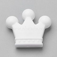 Food Grade Eco-Friendly Silicone Beads, Chewing Beads For Teethers, DIY Nursing Necklaces Making, Crown, White, 30x35x10mm, Hole: 2mm(X-SIL-Q013-19)