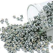TOHO Round Seed Beads, Japanese Seed Beads, (PF565) PermaFinish Silver Grey Metallic, 8/0, 3mm, Hole: 1mm, about 1111pcs/50g(SEED-XTR08-PF0565)