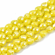 Opaque Glass Beads Strands, AB Color Plated, Faceted, Teardrop, Yellow, 4.5x4.5mm, Hole: 1mm, about 99~101pcs/strand, 17.64 inch~18.03 inch(44.8cm~45.8cm)(EGLA-T008-16L)