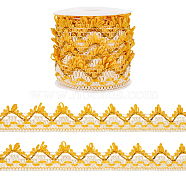 BENECREAT Wavy Edge Polyester Curtain Lace Trim, Tassel Fringe Lace Ribbon, with Plastic Spool, Gold, 1-5/8 inch(42mm), about 13.67 Yards(12.5m)/Roll(OCOR-BC0005-16C)