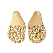 Ion Plating(IP) 304 Stainless Steel Pendants, Textured, Teardrop Charm, Real 18K Gold Plated, 30x16x1.5mm, Hole: 1.6mm(STAS-C066-21G)