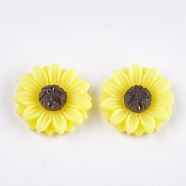 Resin Cabochons, Sunflower, Yellow, 15x5mm(X-CRES-T010-60J)