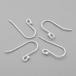 Sterling Silver Earring Hooks, Silver, 20x11mm, Hole: 2mm, Pin: 0.7mm(X-STER-G011-05)