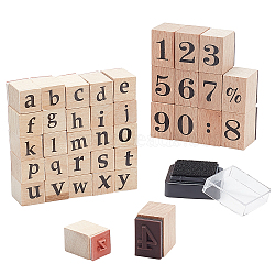 Elite 2 Boxes Wooden Stamps Set, Month Week Seal, Number 0~9 & Letter A~Z, BurlyWood, 15~24x15~16x23~24mm, 2 style, 1style/box, 2box(AJEW-PH0003-54)