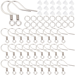 200Pcs 304 Stainless Steel Earring Hooks, 200Pcs 304 Stainless Steel Jump Rings, 200Pcs Plastic Ear Nuts, Stainless Steel Color, 4~14x4~17x0.6~2mm, Hole: 1~2mm(DIY-SC0024-20)