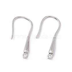 Rack Plating Brass Earring Hooks, with Horizontal Loops, Long-Lasting Plated, Cadmium Free & Lead Free, Platinum, 22.5x10x2mm, Hole: 1mm, 20 Gauge, Pin: 0.8mm(KK-G433-17P)
