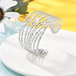 304 Stainless Steel Cuff Bangles for Women, Stainless Steel Color, 1-5/8 inch(4.15cm), Inner Diameter: 2-3/8 inch(5.95cm)(BJEW-M055-01P)