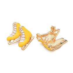 Skating Shoes Enamel Pin, Light Gold Plated Alloy Badge for Backpack Clothes, Nickel Free & Lead Free, Gold, 27x26mm(JEWB-N007-169)